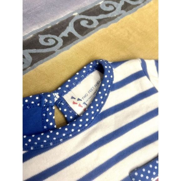 Two Feet Ahead Kansas Jayhawks Baby Infant Blue Stripes One Piece Outfit 6 Mo - Picture 3 of 6